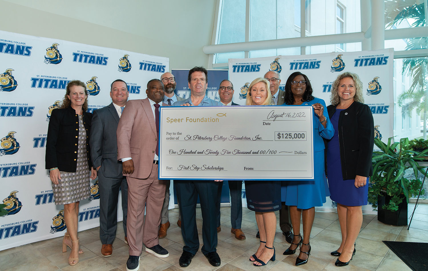 The Speer Foundation presents a generous donation to Saint Petersburg College