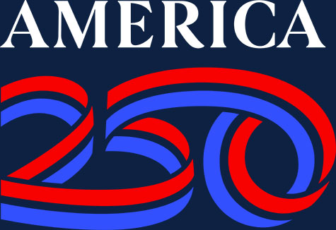 Red, white and blue America 250 logo.