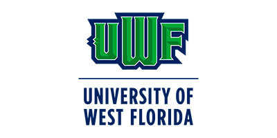 University of West Florida logo in green and blue