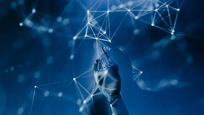 ai illustration of a gloved finger pointing at stars