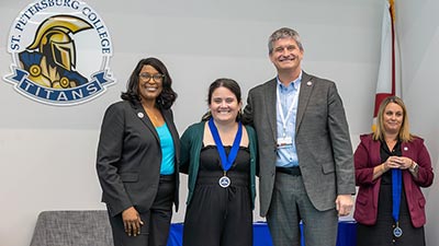 SPC President Dr. Tonjua Williams, Arlene Negron, Matthew Liao-Troth VP, Academic Affairs and Amber Estlund Associate Dean at Clearwater