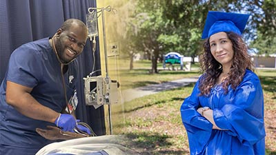 graphic with SPC nursing student Darryl Benjamin and business administration student Zoilita Andrade