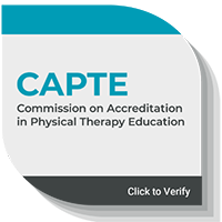 badge for Physical Therapy Education (CAPTE) with click to verify call to action