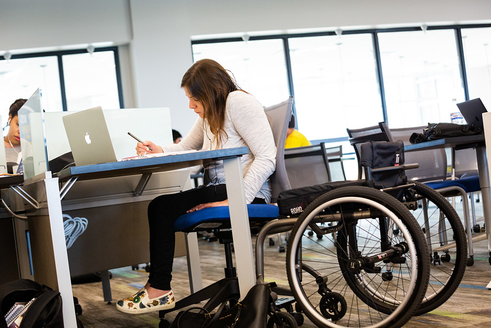 a disabled student studying