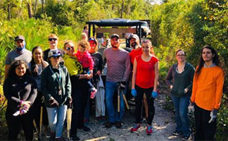 SPC student, faculty and staff volunteering at a clean up event