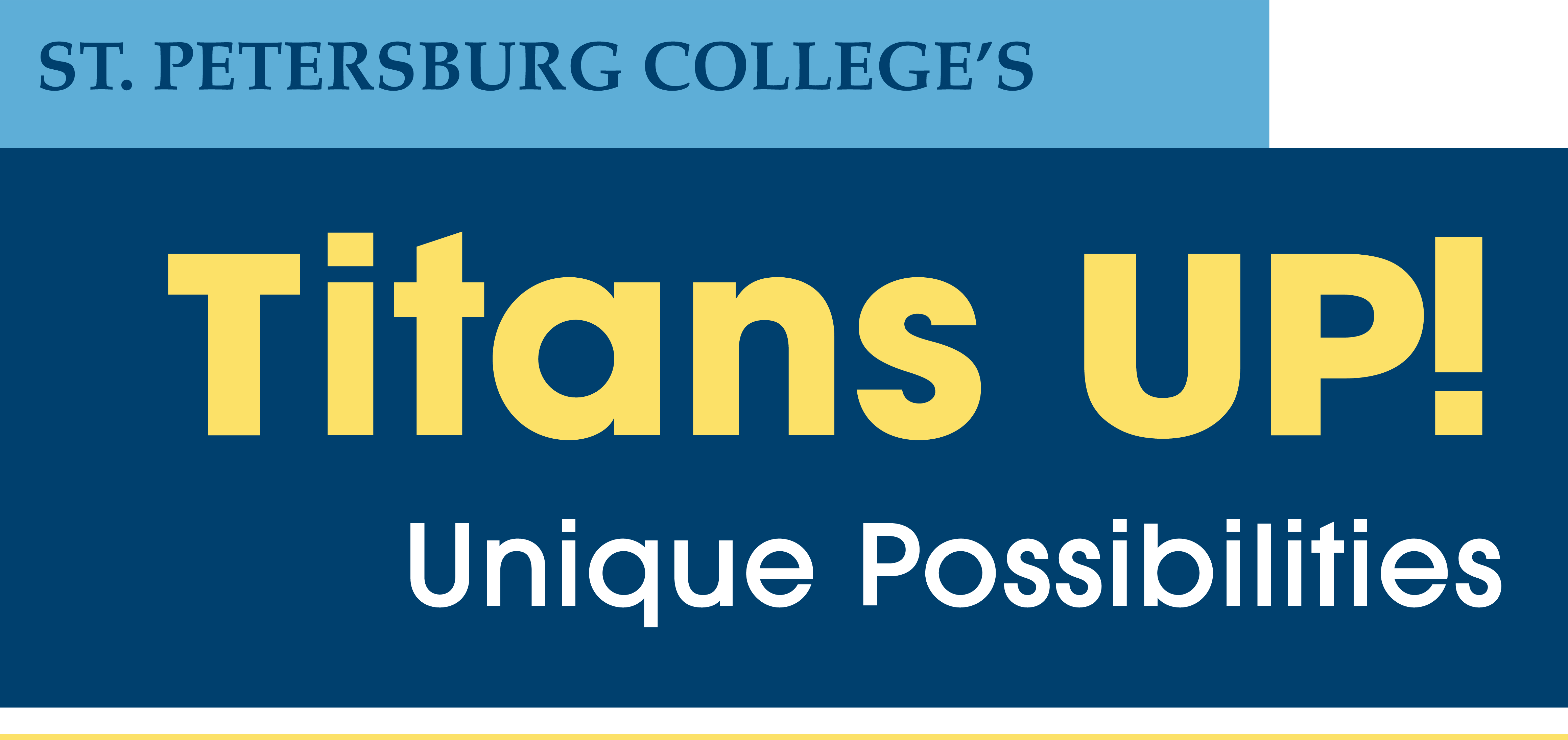 Titans UP logo. St. Petersburg College's Titans UP - Unique Possibilities