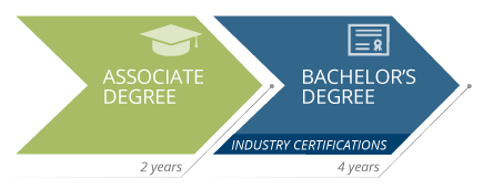 image with blue arrows showing degree progression