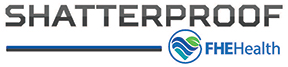 Shatterproof FHE Health logo in black and blue