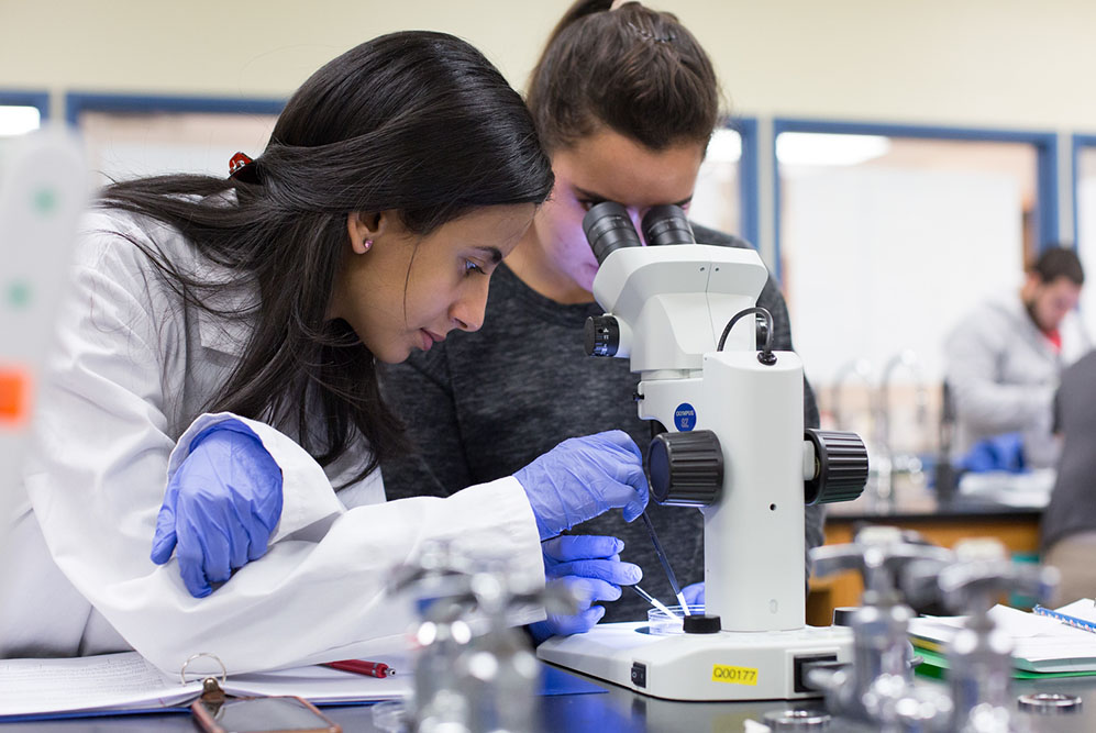 female students in a lab