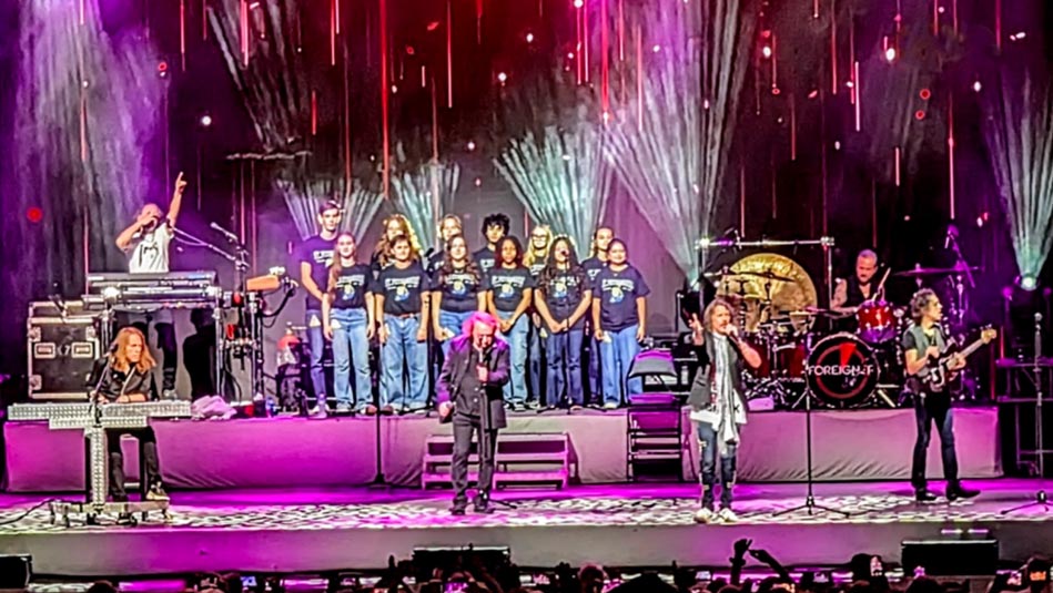 collegiate high school students performing with the band Foreigner in The BayCare Sound