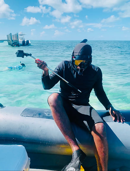Remus Bulmer in a black scuba suit
