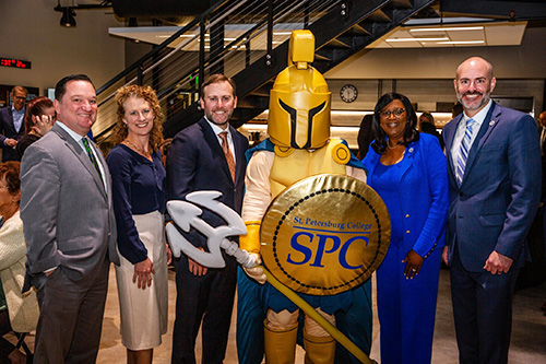 dignitaries standing inside the Chris Sprowls Workforce Innovation Hub at the Tarpon Springs Campus