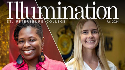 cover of Saint Petersburg College Magazine picturing two graduates