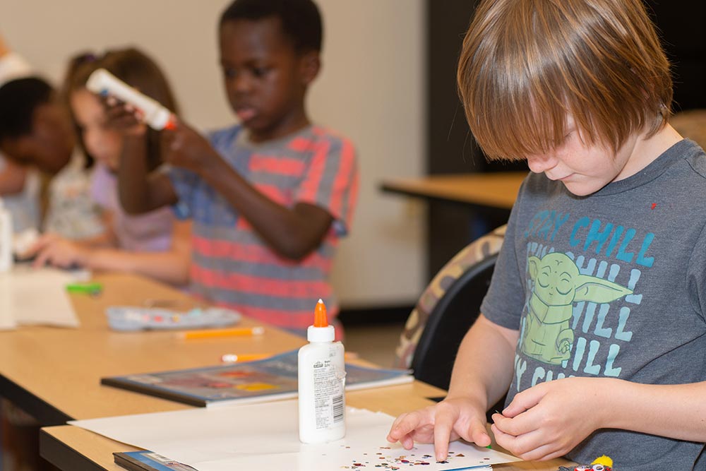 a child painting