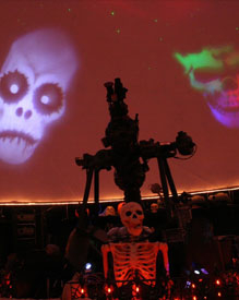 telescope against a Halloween background