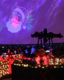 telescope against a Christmas background