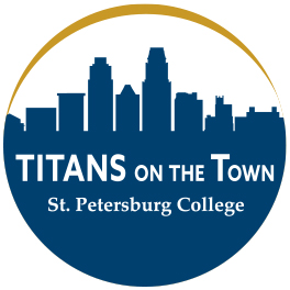 titans on the town logo in blue