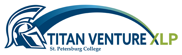 Titan Venture XLP logo in green and blue lettering with Titus helmet on one side
