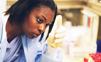 student in a laboratory